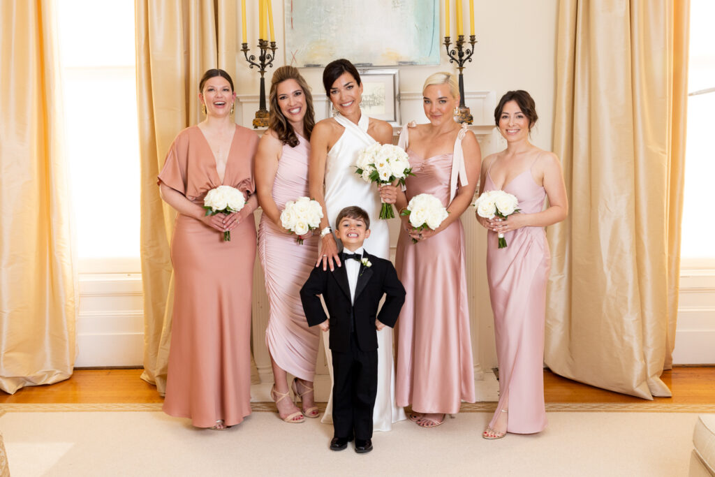 New Orleans wedding bridal party plus ring bearer at the Orleans Club.