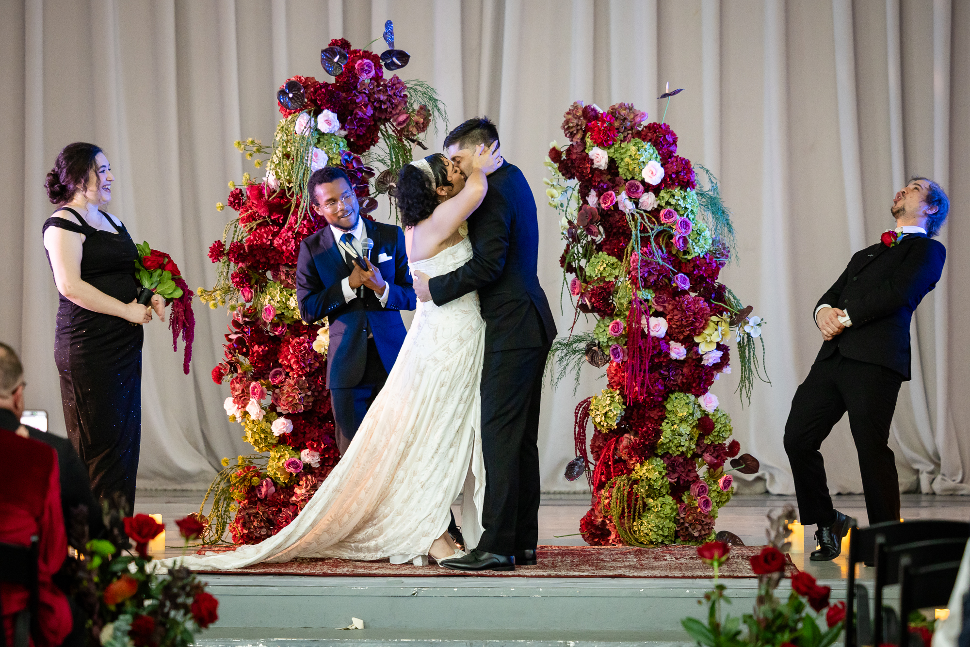 New Orleans Wedding at the Marigny Opera.House Bride & Groom Kiss After Ceremony.